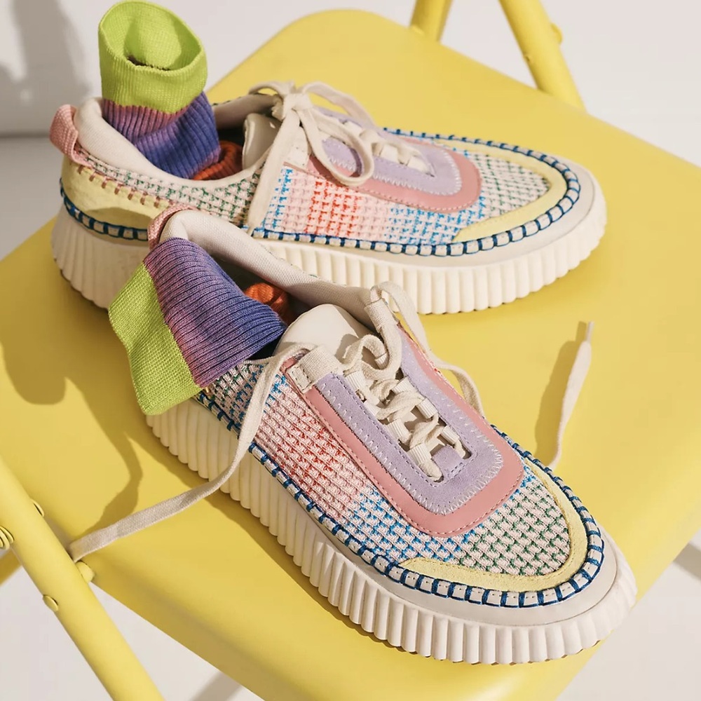 Dolce Vita Dolen 7.5 Colorful Woven Knit Platform Sneakers Women’s - Picture 2 of 10